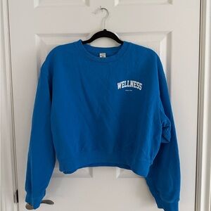Sporty & Rich Blue Wellness Cropped Sweatshirt